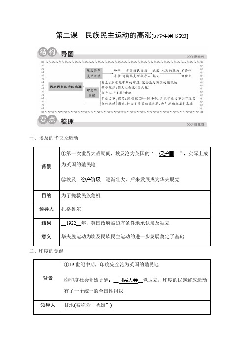 2019秋人教版历史与社会九年级上册同步测试试题：第二单元第二课 民族民主运动的高涨