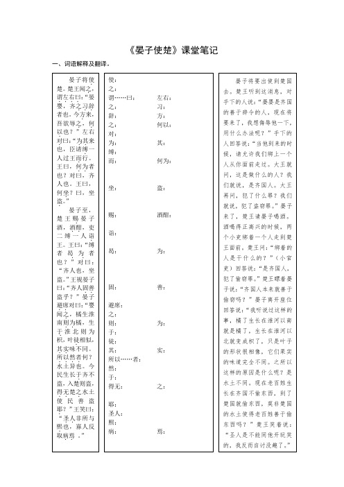《晏子使楚》笔记