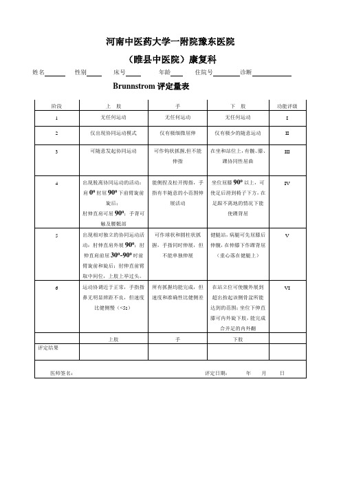 Brunnstrom评定量表