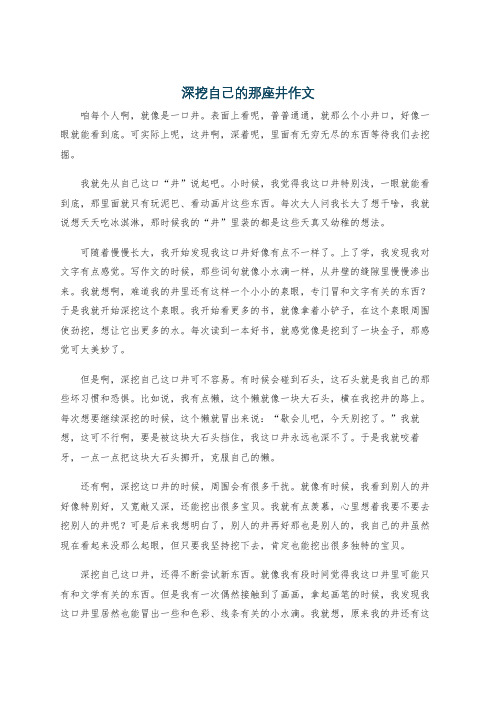 深挖自己的那座井作文
