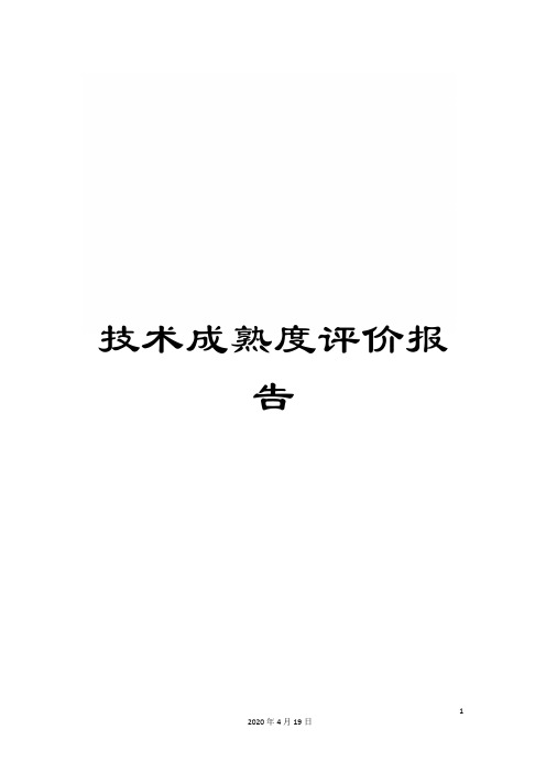 技术成熟度评价报告范文