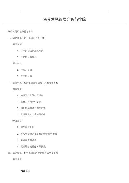 塔吊常见故障研究分析与排除