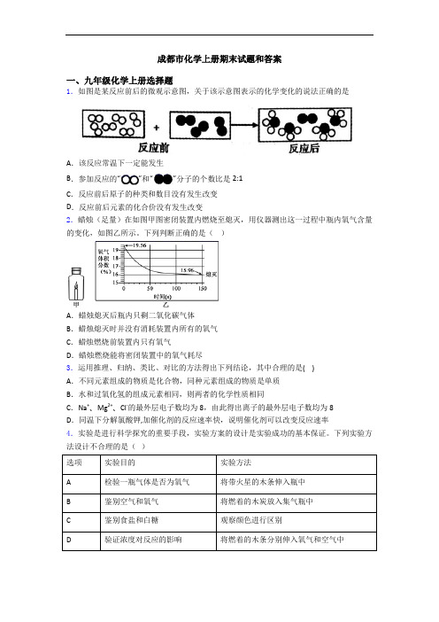 成都市化学初三化学上册期末试题和答案