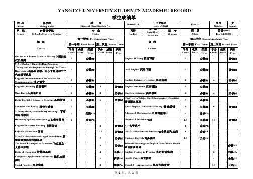 大学英文成绩单模板(英语)