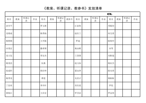 教案、听课记录、检查表登记表
