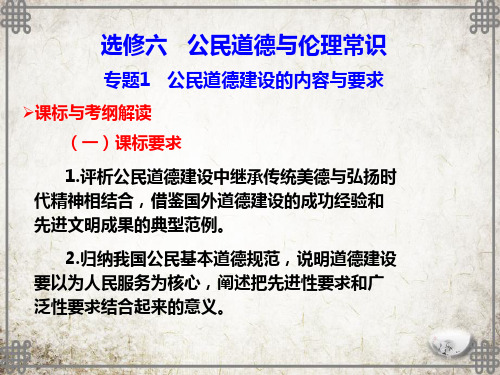 新人教版高中政治 选修6 专题1 公民道德建设的内容与要求