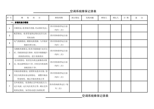 空调系统维保记录表