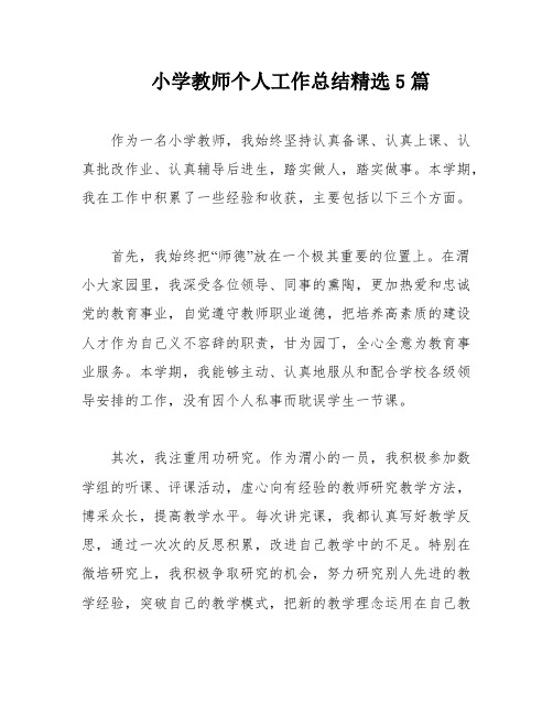 小学教师个人工作总结精选5篇