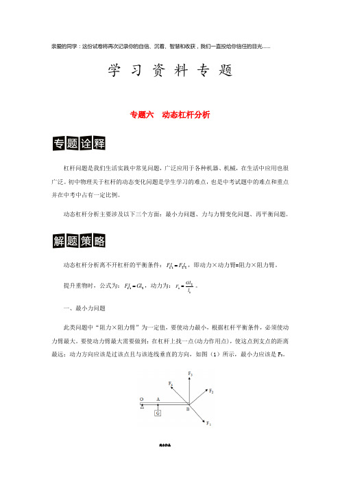 (决胜中考)中考物理 分类解读与强化训练 专题六 动态杠杆分析(含解析) 新人教版