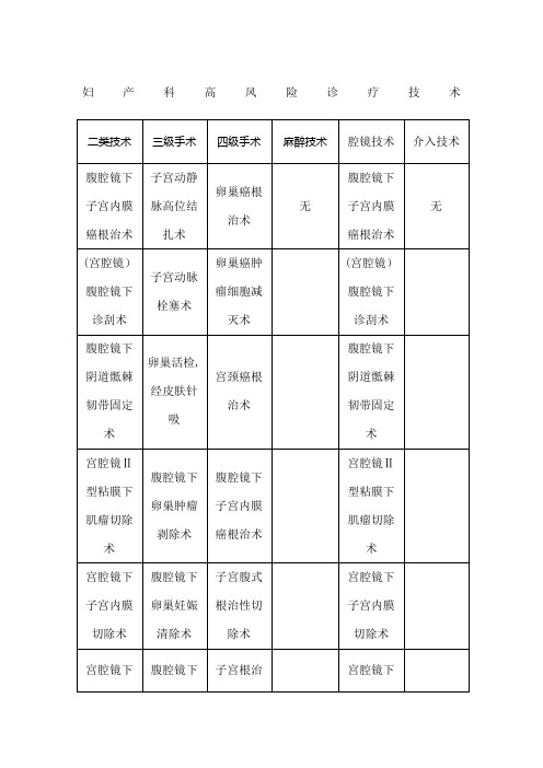 妇产科高风险技术目录