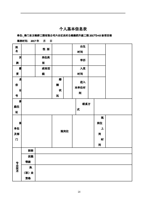 人员管理一人一档范本04633