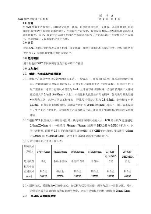 钢网厚度及开孔标准