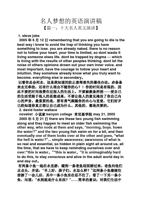 名人作文之名人梦想的英语演讲稿
