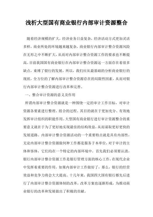 浅析大型国有商业银行内部审计资源整合