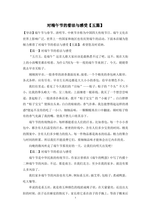 对端午节的看法与感受【五篇】