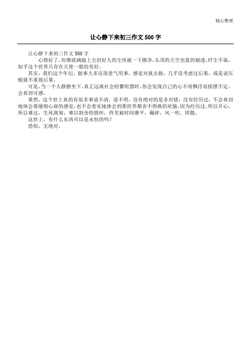 让心静下来初三作文500字