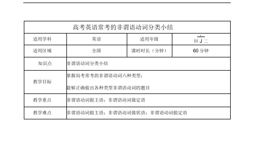 高考英语常考的非谓语动词分类小结教案.