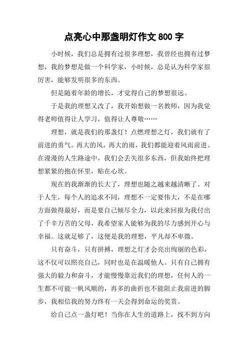 点亮心中那盏明灯作文800字