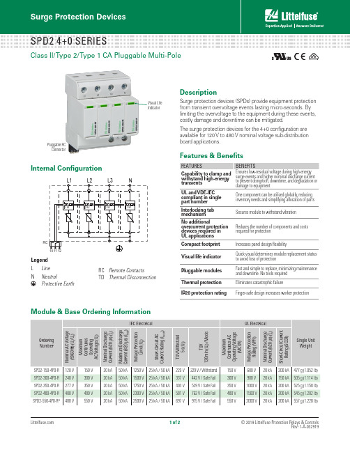 Littelfuse 保护电路器件 SPD2 4+0 系列商品说明书