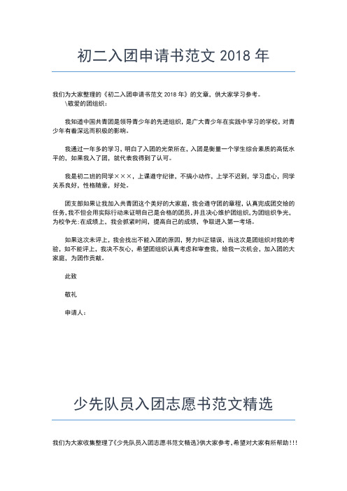 2019年最新初中生入团志愿书表格范文入团申请书文档【十篇】 (2)
