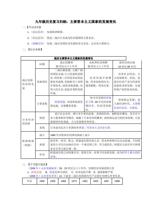 (完整版)九年级历史复习归纳：主要资本主义国家的发展变化