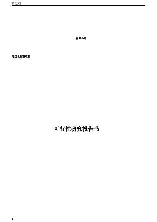 污废水治理项目可行性研究报告总结计划20210204114819