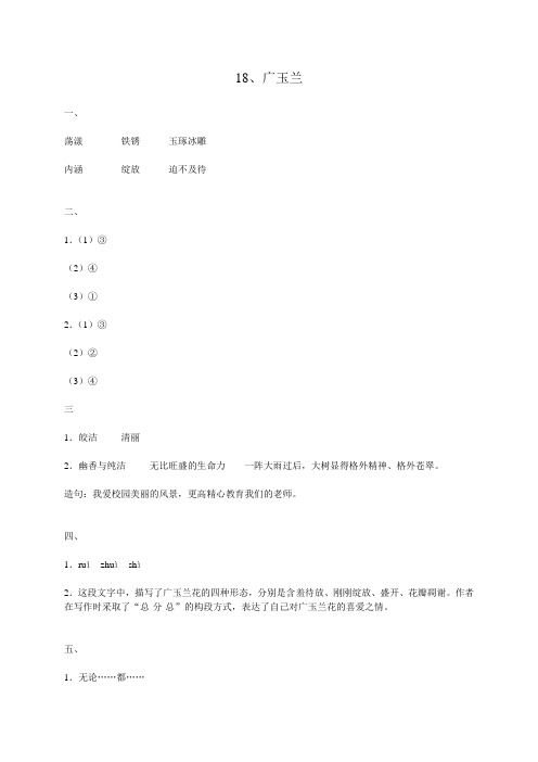 18、广玉兰补充习题