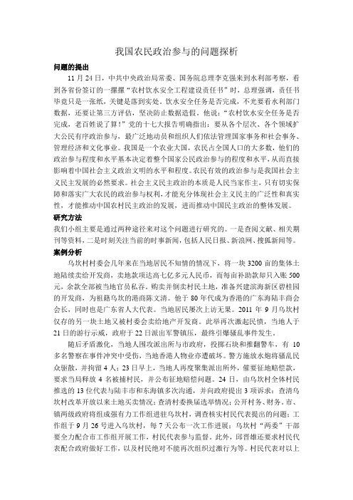 我国农民政治参与的问题探析