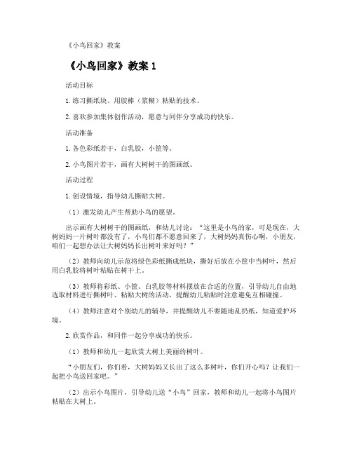 《小鸟回家》教案