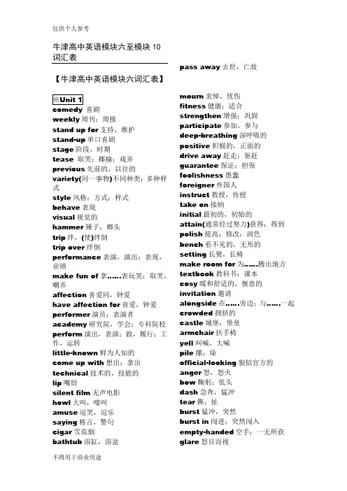 牛津高中英语词汇模块6-10词汇(选修)