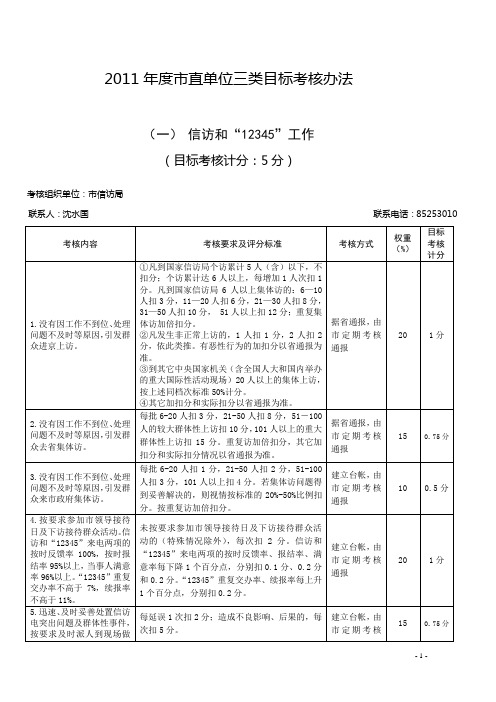 2011直单位三类目标考核办法
