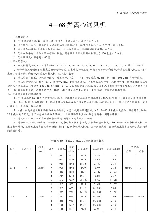4-68型离心风机型号讲解