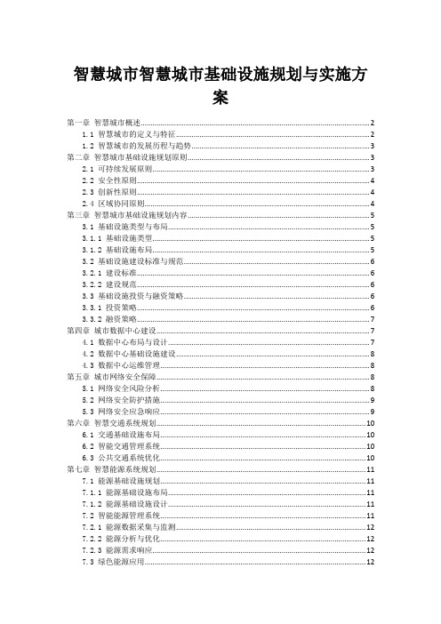 智慧城市智慧城市基础设施规划与实施方案