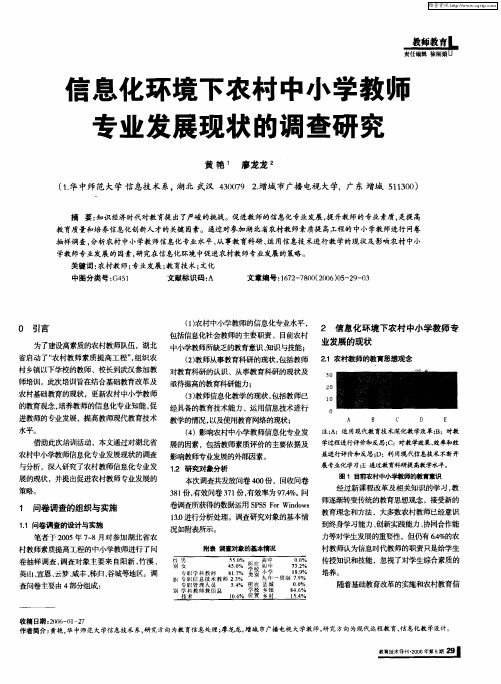 信息化环境下农村中小学教师专业发展现状的调查研究
