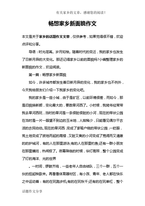 畅想家乡新面貌作文