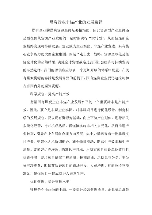 煤炭行业非煤产业的发展路径.doc