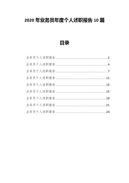 2020年业务员年度个人述职报告10篇