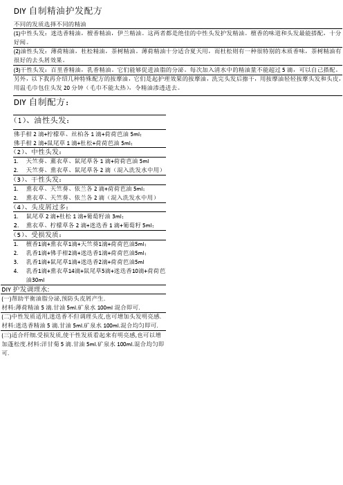 DIY自制精油护发配方