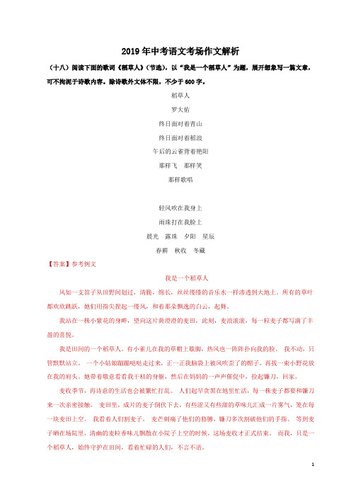 2019年中考语文考场作文解析 (1)