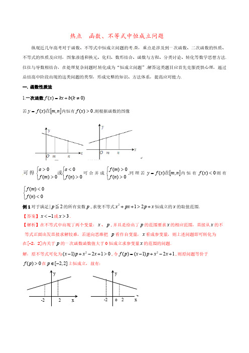 函数、不等式恒成立问题全方位总结