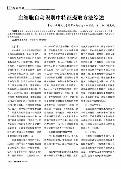 血细胞自动识别中特征提取方法综述