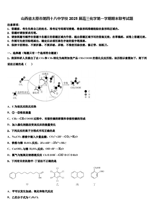 山西省太原市第四十八中学校2025届高三化学第一学期期末联考试题含解析