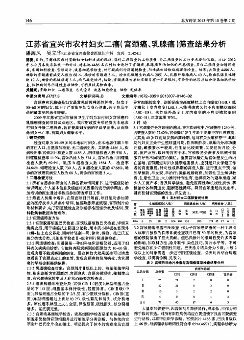 江苏省宜兴市农村妇女二癌(宫颈癌、乳腺癌)筛查结果分析