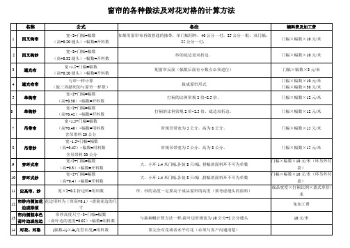 窗帘的各种做法及对花对格的计算方法