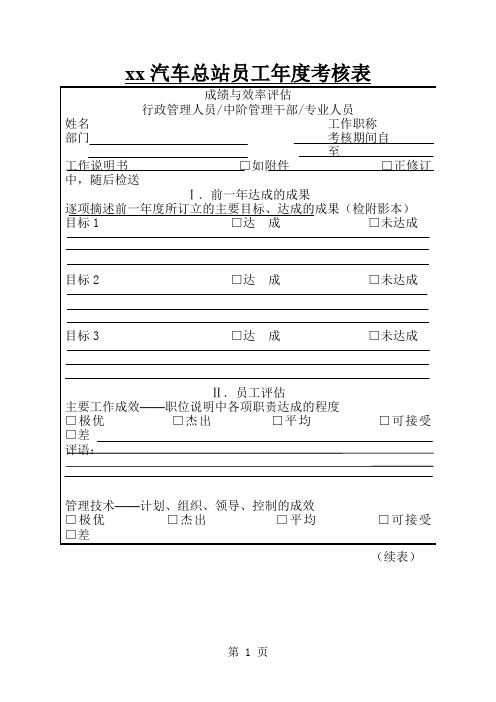 汽车总站员工年度考核表11页