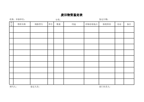 废旧物资鉴定表