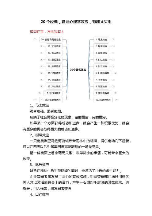 20个经典，管理心理学效应，有趣又实用