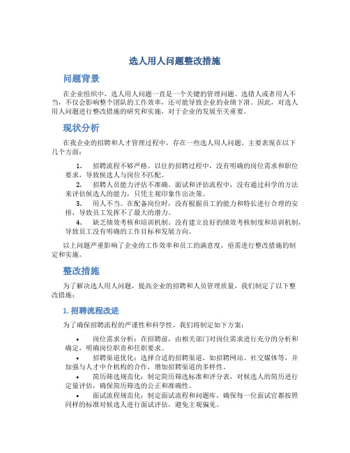 选人用人问题整改措施
