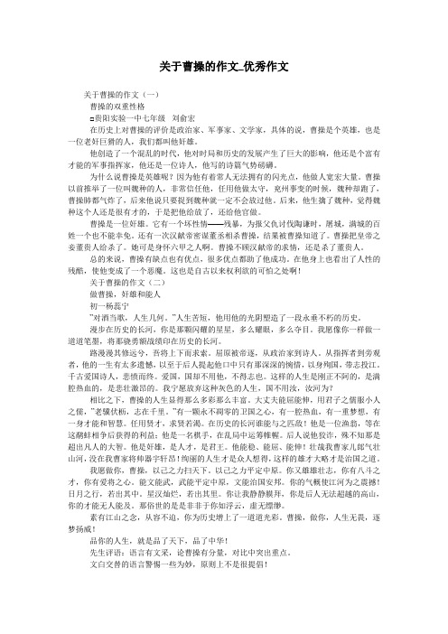 关于曹操的作文_优秀作文