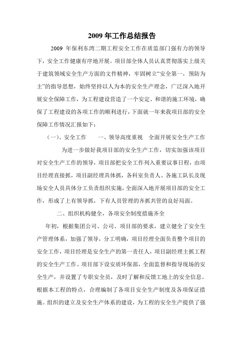 2009年工作总结报告